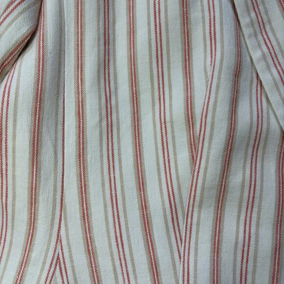 Loft Womens Blazer 14 White Pink Railroad Stripes Linen Blend Preppy Plus Modern - Picture 6 of 12